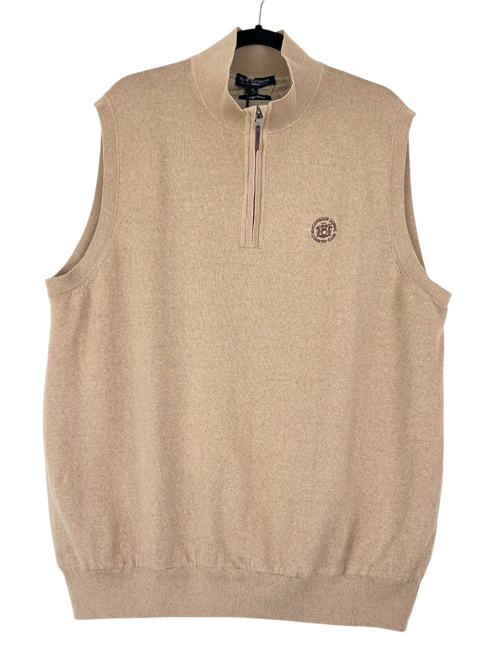 NWT Fairway & Greene Baruffa Merino Quarter Zip Windvest Sz XL Camel Mac Gregor